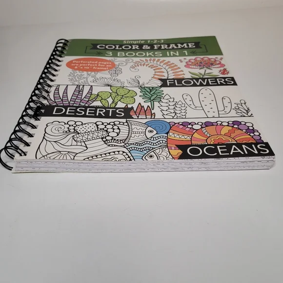 Color and Frame 3 books in 1 Flowers Deserts Oceans NWOT - Picture 8 of 10